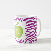Paarse Zebra Stripe Green Apple Teacher's Koffiemok (Voorkant rechts)