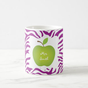 Paarse Zebra Stripe Green Apple Teacher's Koffiemok