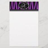 Paarse Zebra Stripes Monogrammen Stationery Briefpapier (Voorkant)