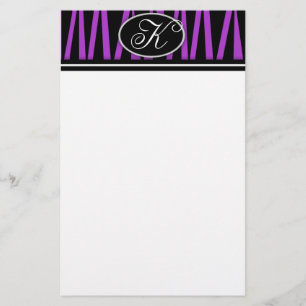 Paarse Zebra Stripes Monogrammen Stationery Briefpapier