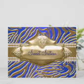 Paarse Zebra Sweet 16 Feestje Kaart (Staand voorkant)