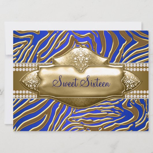 Paarse Zebra Sweet 16 Party Kaart (Voorkant)