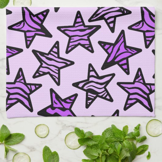 Paarse zebra theedoek (Gevouwen)