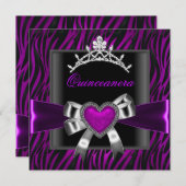 Paarse Zebra Tiara Quinceanera 15e verjaardag Kaart (Voorkant / Achterkant)