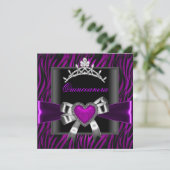 Paarse Zebra Tiara Quinceanera 15e verjaardag Kaart (Staand voorkant)