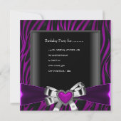 Paarse Zebra Tiara Quinceanera 15e verjaardag Kaart (Achterkant)