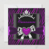 Paarse Zebra Tiara Quinceanera 15e verjaardag Kaart (Voorkant)