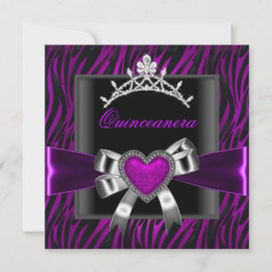 Paarse Zebra Tiara Quinceanera 15e Verjaardagsfees Kaart