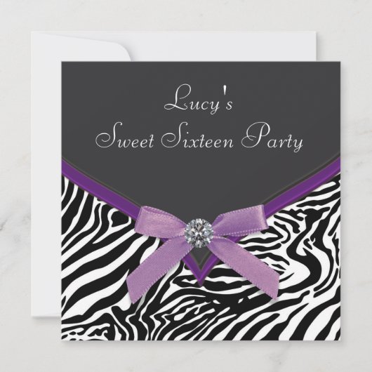 Paarse Zebra Verjaardagsfeestje Kaart (Voorkant)