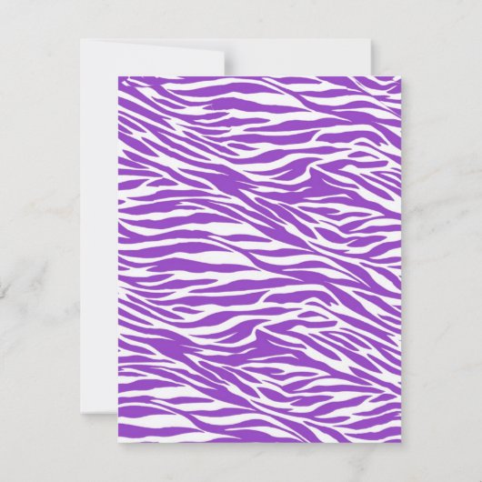 Paarse Zebra vrijgezellenfeest platte uitnodiging (Achterkant)