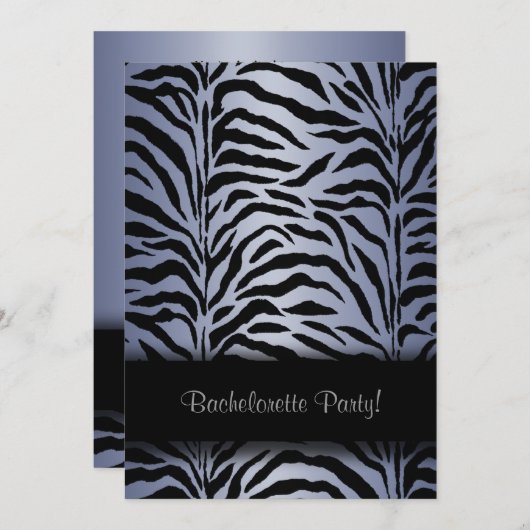 Paarse Zebra vrijgezellenfeest uitnodigingen (Voorkant / Achterkant)
