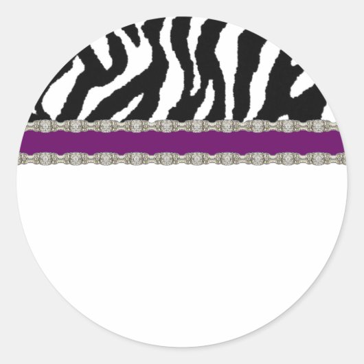 Paarse Zebra Witte Adresetiketten Ronde Sticker (Voorkant)