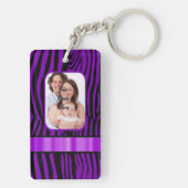 Paarse zebraprint sleutelhanger (achterkant)