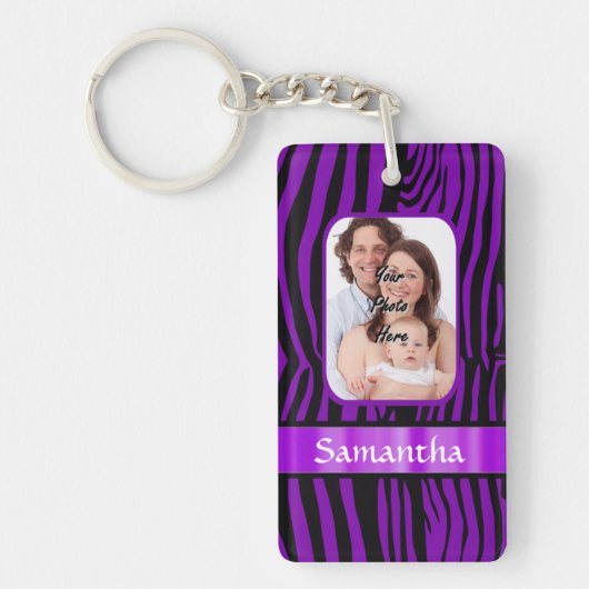 Paarse zebraprint sleutelhanger (Voorkant)