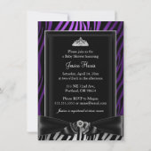 Paarse Zebraprint & Tiara Baby Shower Uitnodiging (Achterkant)