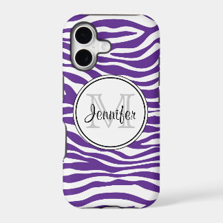 Paarse zebraprint trendy monogram iPhone 5
