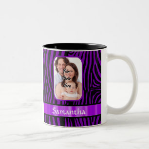 Paarse zebraprint tweekleurige koffiemok