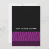 Paarse zebraprint verjaardagsuitnodiging kaart (Achterkant)