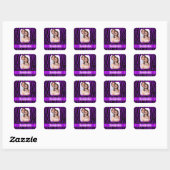 Paarse zebraprint vierkante sticker (Vel)
