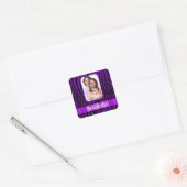 Paarse zebraprint vierkante sticker (Envelop)