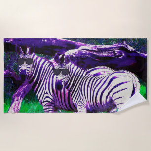 Paarse Zebras met zonnebril Strandlaken