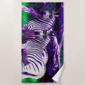 Paarse Zebras met zonnebril Strandlaken (Voorkant)