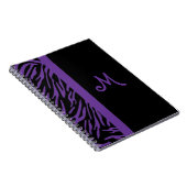 Paarse Zebrastreep Monogram Notitieboek (Rechterzijde)