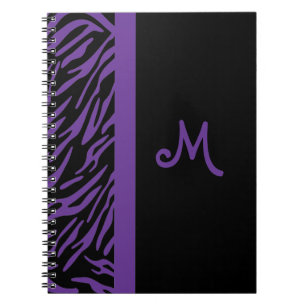 Paarse Zebrastreep Monogram Notitieboek