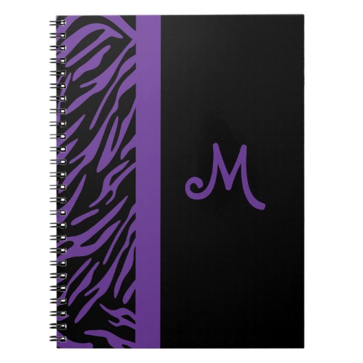 Paarse Zebrastreep Monogram Notitieboek (Voorkant)