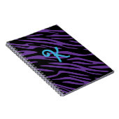 Paarse Zebrastreep Monogram Notitieboek (Rechterzijde)