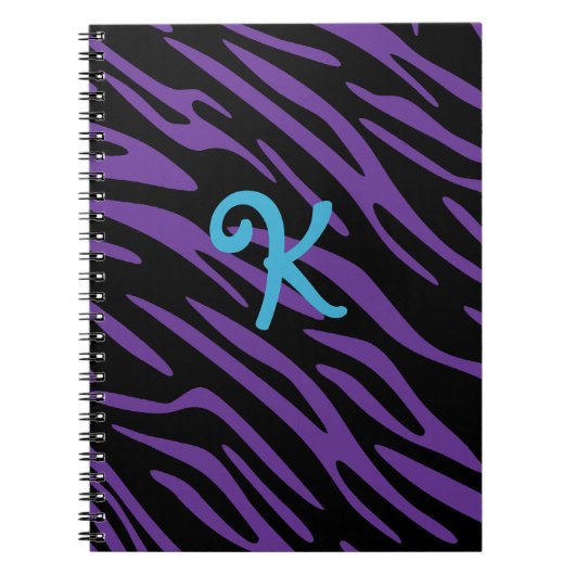 Paarse Zebrastreep Monogram Notitieboek (Voorkant)