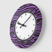 Paarse Zebrastrepen (faux glitter bling) Grote Klok (Hoek)