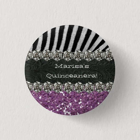 Paarse Zebrastripes Ronde Button 3,2 Cm (Voorkant)