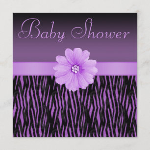 Paarse Zebrastrips en bloeiend Baby shower Kaart