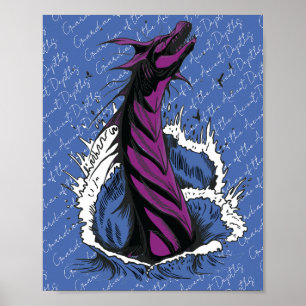 Paarse Zee Monster Slang Oceaan Golven Poster