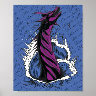 Paarse Zee Monster Slang Oceaan Golven Poster