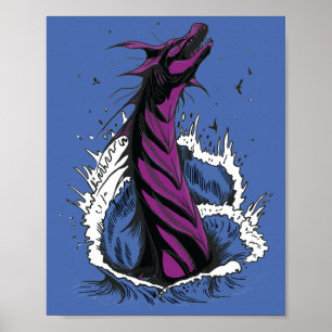 Paarse Zee Monster Slang Oceaan Golven Poster