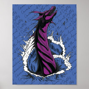 Paarse Zee Monster Slang Oceaan Golven Poster