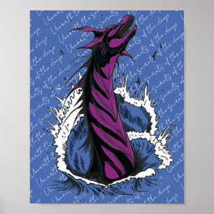 Paarse Zee Monster Slang Oceaan Golven Poster