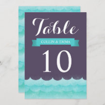 Paarse zee nautical huwelijks tafel nummers