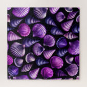 Paarse zee schelpen marien legpuzzel (Horizontaal)