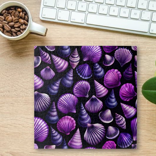 Paarse zee schelpen marien legpuzzel