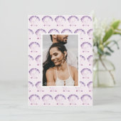 Paarse Zee Shell Waterverf Foto & QR Save The Date (Staand voorkant)