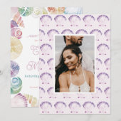 Paarse Zee Shell Waterverf Foto & QR Save The Date (Voorkant / Achterkant)