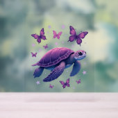 Paarse - Zee Turtle Butterfly T-shirt Acryl Bord (Neutraal)