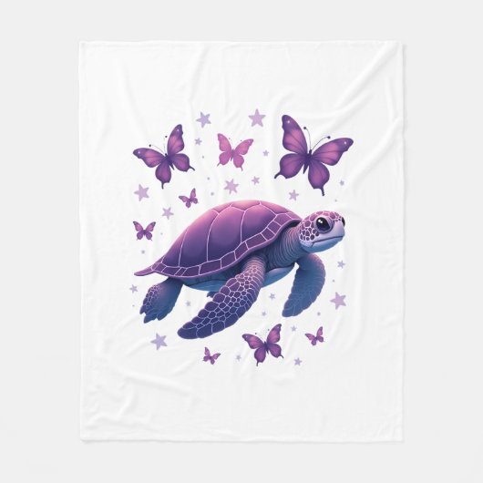 Paarse - Zee Turtle Butterfly T-shirt Fleece Deken (Voorkant)