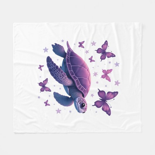 Paarse - Zee Turtle Butterfly T-shirt Fleece Deken (Voorkant (Horizontaal))