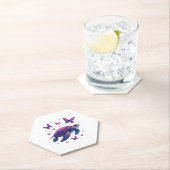 Paarse - Zee Turtle Butterfly T-shirt Kartonnen Onderzetters (Insitu)