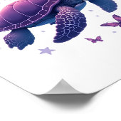 Paarse - Zee Turtle Butterfly T-shirt Poster (Hoek)