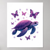 Paarse - Zee Turtle Butterfly T-shirt Poster (Voorkant)